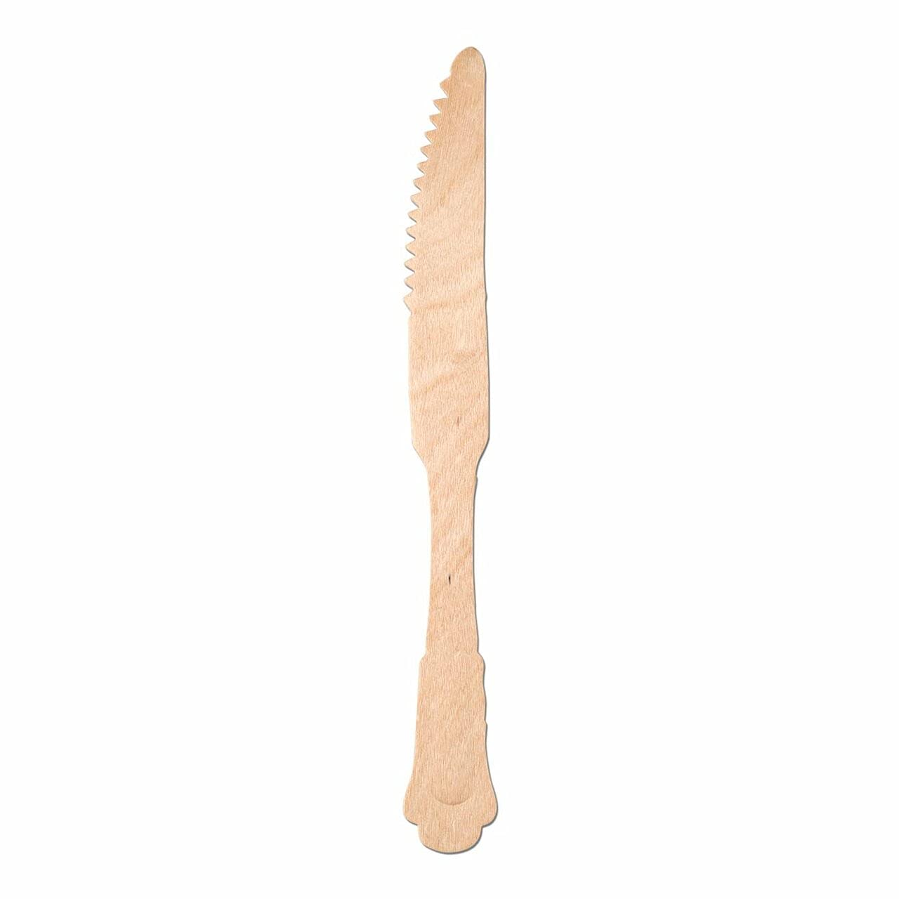 Photo 1 of Kaya Natural Birch Wood Silhouette Palm Leaf Disposable Eco-Friendly Dinner Knives (8"), Pack Of 25 - Elegant, Sturdy & Biodegradable For Parties, Events & Everyday Use