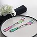 Oyster Cocktail Forks Set 6 Piece Stainless Steel Rainbow Multicolor Cake Appetizer Dessert Salad Fork Tasting Silverware Mirror Finish Dishwasher Safe Perfect for Wedding Party Event 5.5 Inch