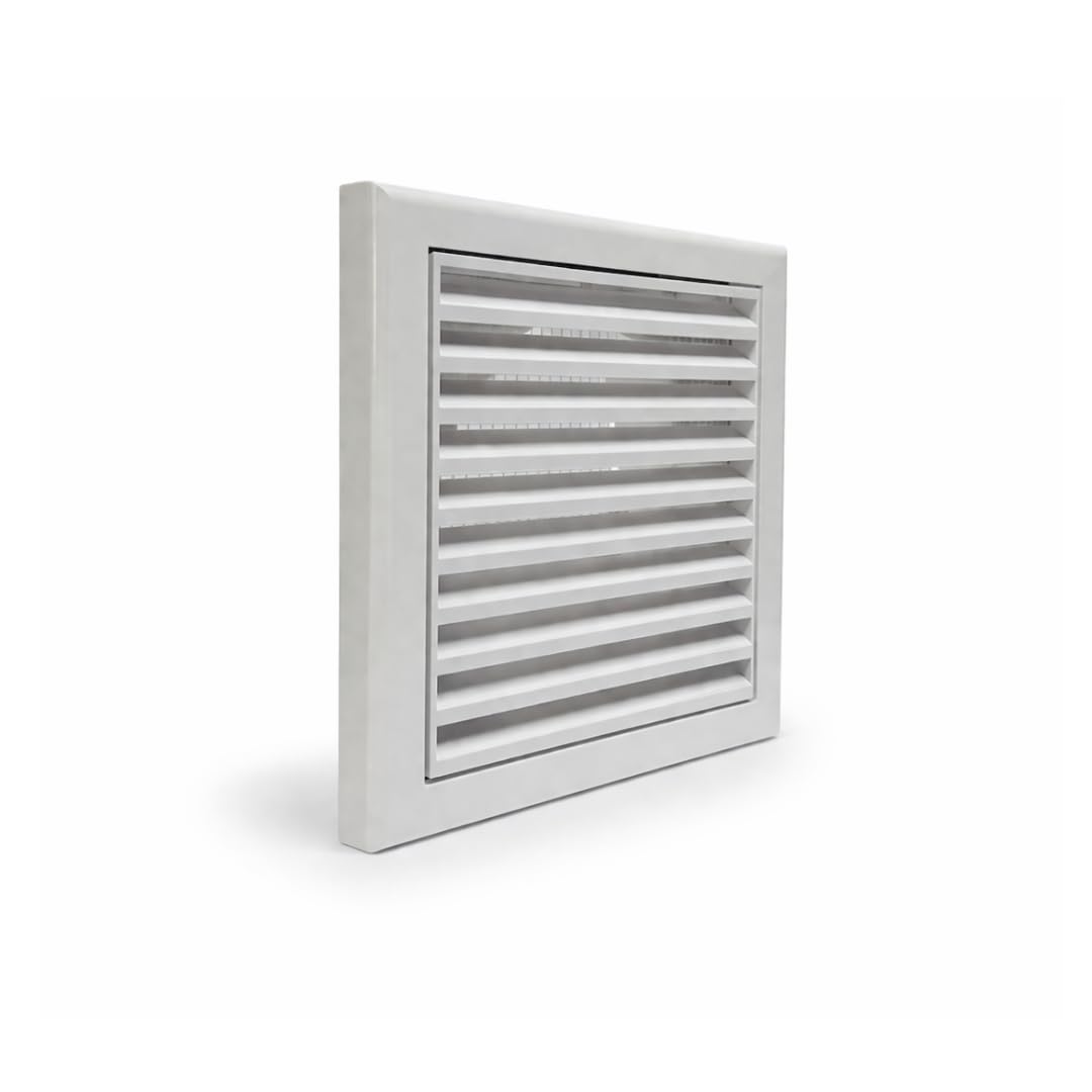 Fantronix White Fixed Blade Vent Grille with Fly Screen – 100 mm (4”) Rear Spigot, 155 x 155 mm External Size for Ducting Systems & Extractor Fans