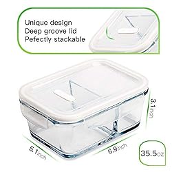 5 Pack 35.5oz Glass Meal Prep Containers 2