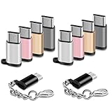 USB Type C Adapter 10 Pack Micro USB Female to USB C Male Converter USB-c Charger Cable Connector with Keychain Fit Samsung Galaxy S10 S10e S9 S8 Plus S9+ S8+ Note 9 8 LG V40 V30 V20 G7 G6 G5 Moto Z3
