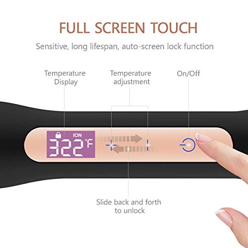 Hair Straightener, Professional Flat Iron with 1.37 Inch Wide Titanium Plates Touch Screen LCD Display Adjustable Temp|Heats Up Fast for All Hair Types | Best Birthday Gift with Bag for Women Girl Her