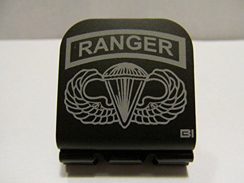 Ranger Tab & Airborne Wings Laser Etched Hat Clip Black