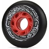 SzBlaZe PU 92A Low Grip Slide Inline Roller Skate Replacement Wheels (Pack of 4 Wheels Without Bearings) Size 72mm and 76mm and 80mm for Wave Board Caster Board Street Surf (Black, 76mm)