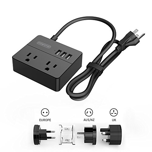image for NTONPOWER Travel Power Strip 3 USB Ports 2 Outlets 3.3 ft Power Cord w
