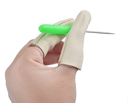 Driak 1Set(10pcs) Random Color Leather Finger Cots Felting Needle Tool For Finger Thimble Cover Protection DIY Craft Wool Felting