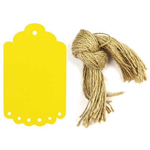 UPC 889150022922, Allydrew 50 Gift Tags/Kraft Hang Tags with Free Cut Strings for Gifts, Crafts &amp; Price Tags, Large Scalloped Edge (Yellow)