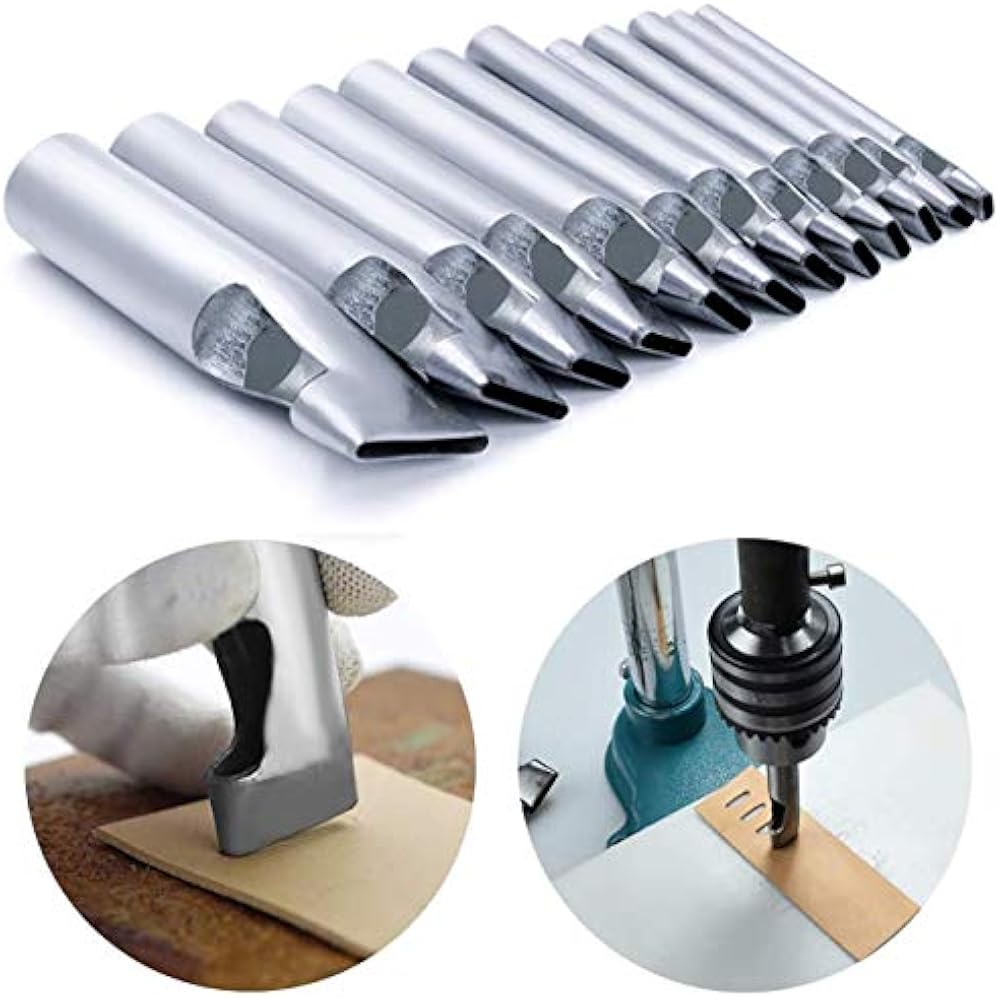 12 Pcs Leather Craft Hole Punch Set 25mm Oval Shape Cutter Tool For