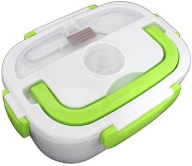 Electric Car Multi-function Lunch Box with Meal Heater, Connects to 12V Cigarette Lighter. Colour: Green