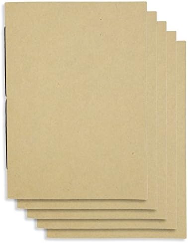 (Set of 5) A6 Handmade 4 x 5.75 inches Kraft Notebook/Plain Blank Cover / 60 Unlined Page | Lay Flat Binding | 100 gsm Ivory Paper