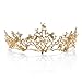 Aukmla Vintage Crown Baroque Gold Tiara Wedding Bridal Hair Accessories Headband for Women and Girls
