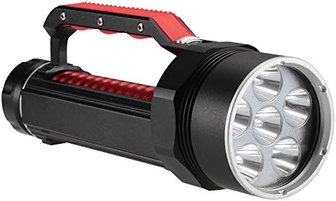 Professional Scuba Diving Lights Torch,Jexree XM-L2 LED Ultra Bright 4000 6000 Lumen, Batteries and Charger Included(6 Lights Black-red)