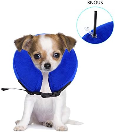 PetAZ Inflatable Recovery Collar, Dog Elizabethan Collar Postoperative Wound Healing Comfortable Soft E-Collar for All Size Dogs Cats[S]