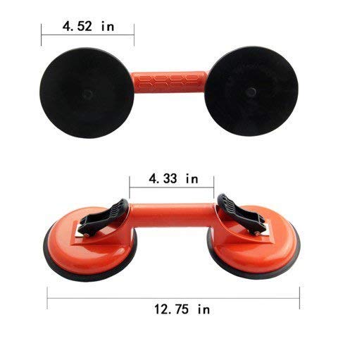 Heavy Duty Aluminum Suction Cup Glass Puller/Lifter/Gripper Double Vacuum Handle Plate for Lifting/Pulling/Moving Glass/Repairing Laminate Floor, by KINGLEV