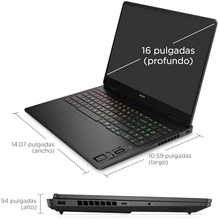 OMEN 16-am0035ns - Ordenador portátil Gaming 16" 2K (Intel Core i9-14900HX, 32GB RAM, 1TB SSD, NVIDIA Geforce RTX 5070, FreeDos) Negro - Teclado QWERTY Español