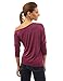 PattyBoutik Women's One Shoulder Ruched Batwing Knit Top (Burgundy S)