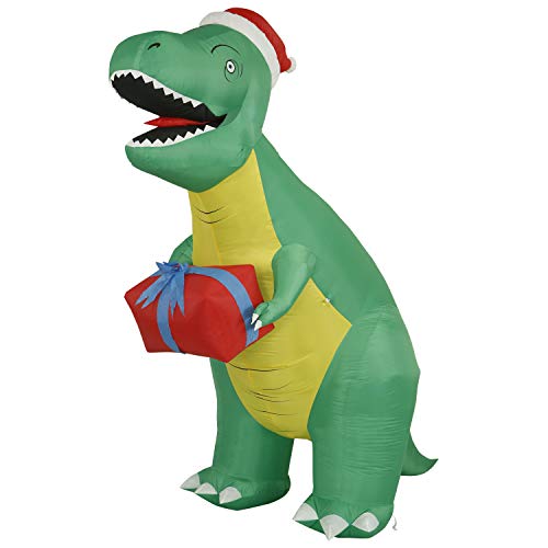 Holidayana 8 Foot Tall Giant Inflatable Holiday T Rex Dinosaur Yard Decoration with Blower Fan