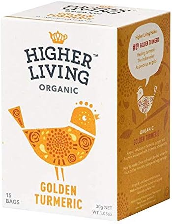 Higher Living OrganicGolden Turmeric Tea 15 Teabags (Pack of 2) | Soothing & Calming | Made with Natural Ingredients | Premium & Healthy Tea | Caffeine Free