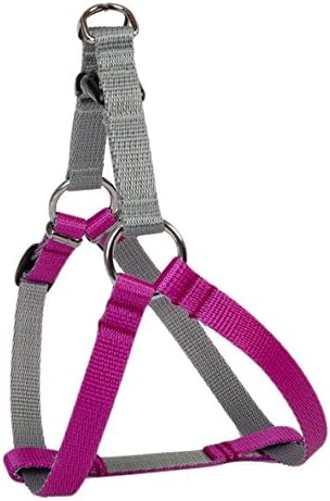 Dingo Dog Harness with Plastic Buckle Easy Wearing, Handmade of Material Hot Pink, Silver Contrast 94657, 70