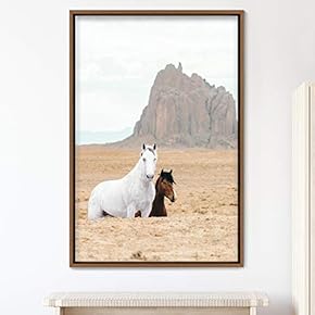 signwin Framed Canvas Wall Art Two Horses Animals...