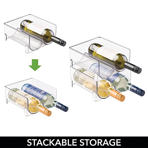 mDesign Stackable Plastic 2 Bottle Refrigerator Wine Rack Kitchen