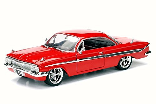 Chevy 1961 Dom's Impala F8 Fate of Furious, Red - Jada 98430 - 1/24 Scale Diecast Model Toy Car but NO Box