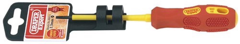 Draper Expert 69211 2.5 mm x 75 mm Fully Insulated Slotted Screwdriver , Blue