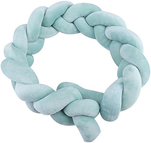 Infant Braided Crib Bumper, 100cm Baby Kids Bedroom Knot Pillow Plush(Green)