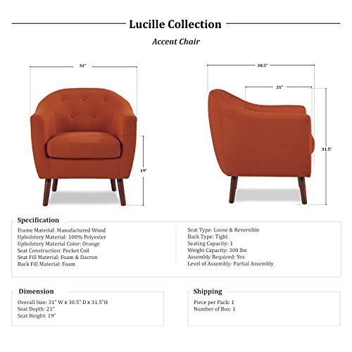 Homelegance Fabric Barrel Chair, Orange Pricepulse