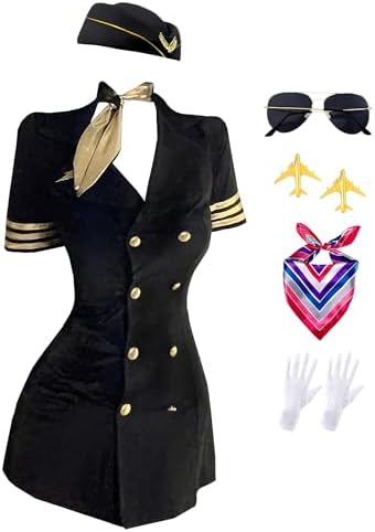 Amazon.com: Music Legs Mile High Club Stewardess Costume Black