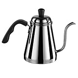 Flowtrol Stainless Steel Pour Over Coffee and Tea Kettle with Gooseneck and Ergonomic Heat Resistant Handle, 1 Liter
