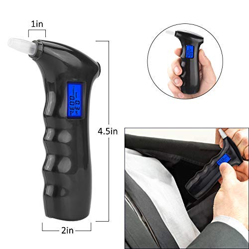 Tabiger Digital Breath Alcohol Tester, Portable Breathalyzer, with LCD Display & Semiconductor Sensor (with 5 Mouthpieces) - Thumbnail 2