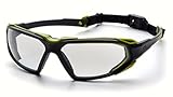 Pyramex Highlander Safety Eyewear, Black-Lime Frame/Clear Anti-Fog Lens