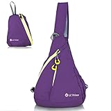 LC Prime Sling Bag Chest Bag Unbalance Backpack Sack Shoulder Messenger Pouch Haversack Rucksack Chest Crossbody Backpack Pack for Travel Outdoor Foldable Nylon Purple
