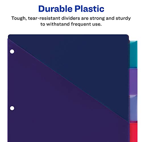 Avery Plastic 8Tab TwoTone Binder Dividers with Two Pockets, Insertable Bright Color Big Tabs