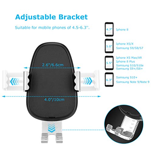 allcaca Wireless Car Charger Mount Automatic Clamping Fast Charger 10W/7.5W/5W Cell Phone Holder for Air Vent Dashboard Compatible with iPhone Xs/Xs Max/XR/X/8/8Plus, Samsung Galaxy S10/S10+/S9/S9+/S8