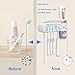 UV Toothbrush Holder, MECO 5 Toothbrush Sterilizer Holder Toothpaste Dispenser Wall Mounted with Sticker for Women Baby Bathroom