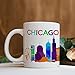 Chicago Iconic City View Ceramic Coffee Mug - 11 oz. - Awesome New Design Colorful Decorative Souvenir Cup for Visiting Friends, Tourists, Men and Women