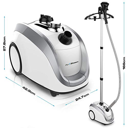 PurSteam - 2019 Official Partner of Fashion - Full Size Steamer for Clothes, Garments, Fabric - Professional Heavy Duty - 4 Steam Levels Producing Perfect Continuous Steam - Thumbnail 5
