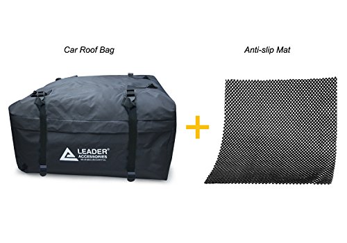 Leader Accessories Car Roof Bag Waterproof Rooftop Carrier Cargo Bag 15 Cubic Feet With Anti-slip Mat Valentine's Day Gift