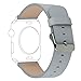 for Apple Watch Band 38mm Series 1 Series 2 Series 3,TOROTOP Luxury Light Gray Genuine Leather Watch Band Strap Replacement Wrist Band with Adapter Clasp for 38mm Apple Watch & Sport & Edition