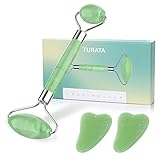 Jade Roller - TURATA Face and Gua Sha Scrap Massage Tool Set For Anti Aging & Wrinkle, Facial Eye Neck Beauty Slimming Massager Therapy Skin Rejuvenate, 100% Natural Facial Jade Stone