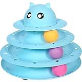 UPSKY Cats Toys Tower of Tracks Cat Toy 3 Level Towers Tracks Roller with Three Colorful Ball Interactive Kitten Fun Mental Physical Exercise Puzzle Toys(Blue)