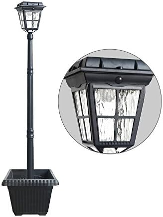 Kemeco ST4311AHP 6 LED Cast Aluminum Solar Lamp Post Light with Planter for Outdoor Landscape Pathway Street Patio Garden Yard