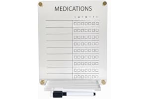 Magnetic Supplement & Medication Tracker Board – Dry Erase Daily Pill and Vitamin Organizer with Stand, Magnets & Pen