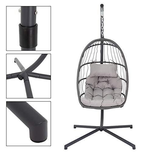 ECD Germany Hängesessel mit Gestell und Kissen, Hängekorb mit Hängestuhlgestell, Hängesesselgestell aus Stahl, Faltbarer… – Bild 6