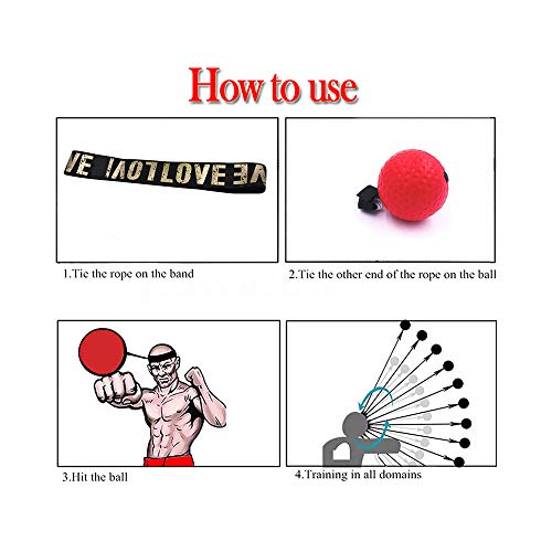 REFURBISHHOUSE Boxing Reflex Speed Punch Ball Sanda Boxer Raising Reaction Force Hand Eye Training Set Stress Reaction Ball red - Thumbnail 6