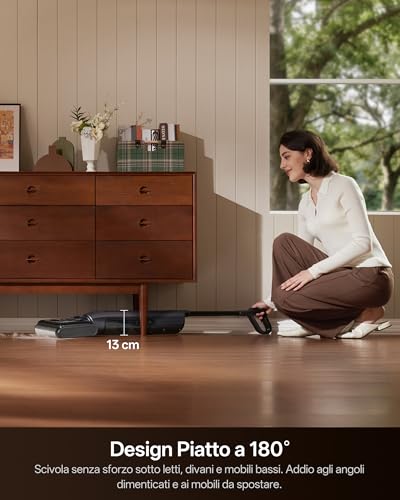 Ultenic AC1 Triflex Vacuum Cleaner, 180° Flat Design, 0.01 mm Edge Cleaning, 3-in-1 Wireless Floor Washer, Self-Cleaning, 55 Minutes Autonomy, Anti-Tangle, Voice Assistant 5 Languages