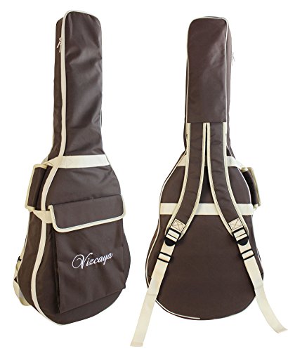 Vizcaya 41 Inch Waterproof Dual Adjustable Shoulder Strap Acoustic Guitar Gig Bag 15mm Padding Backpack with Accessories(Adult Guitar Strap,Picks,Strap Lock) --Coffee