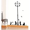 New Hot Naughty Cats Birds And Street Light Lamp Post Wall Stickers Home Decoration School Room Kindergarten Wall…